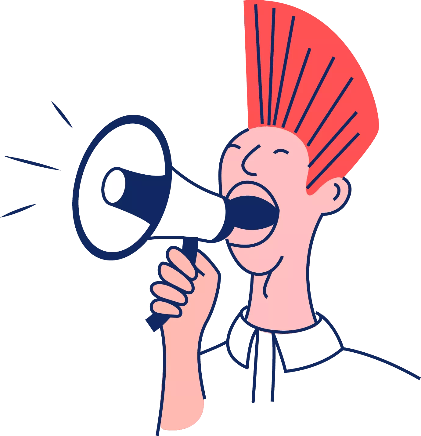 An illustration of a young person shouting through a megaphone
