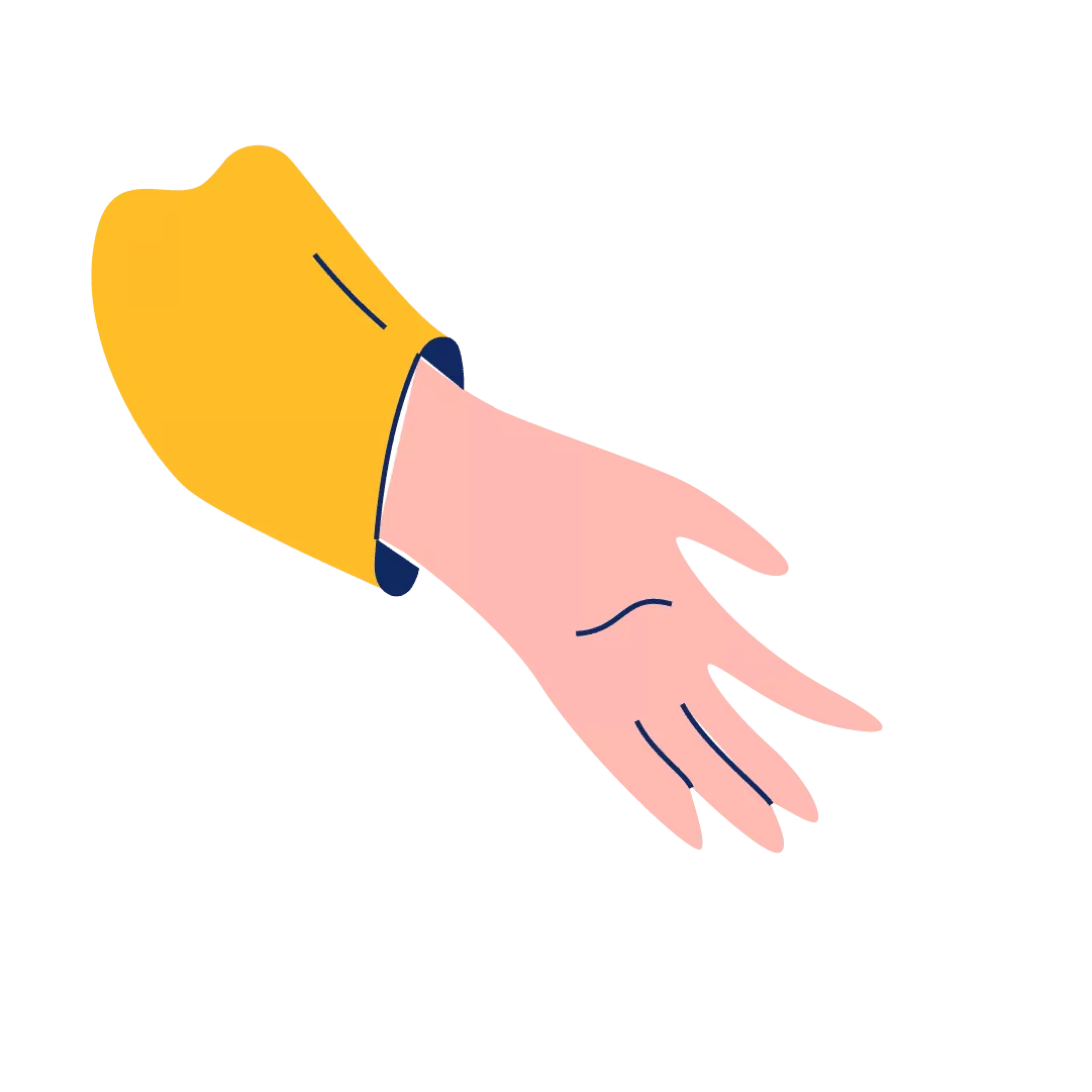 An illustration of an open hand reaching out