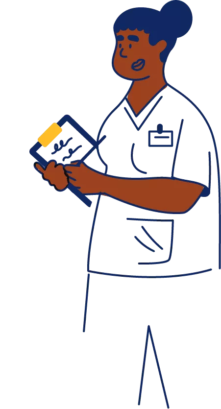 Illustration of a nurse with a clipboard