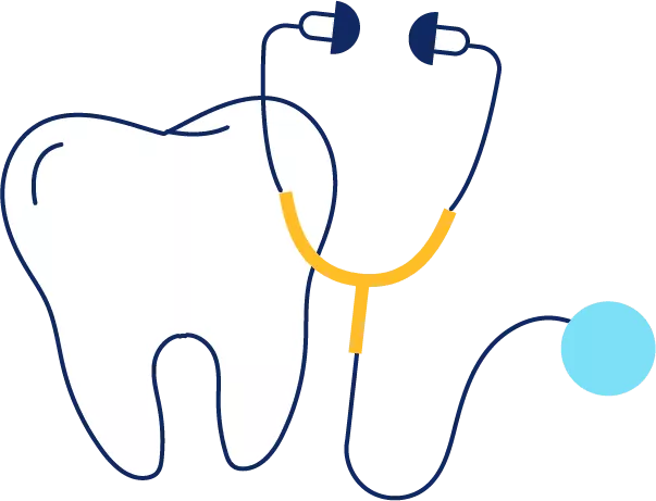 An illustration of a tooth and a stethoscope