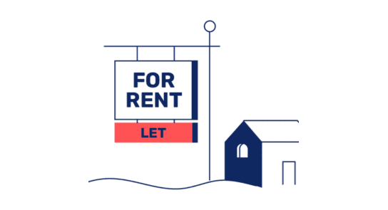 Icon of a house with a for rent sign outside