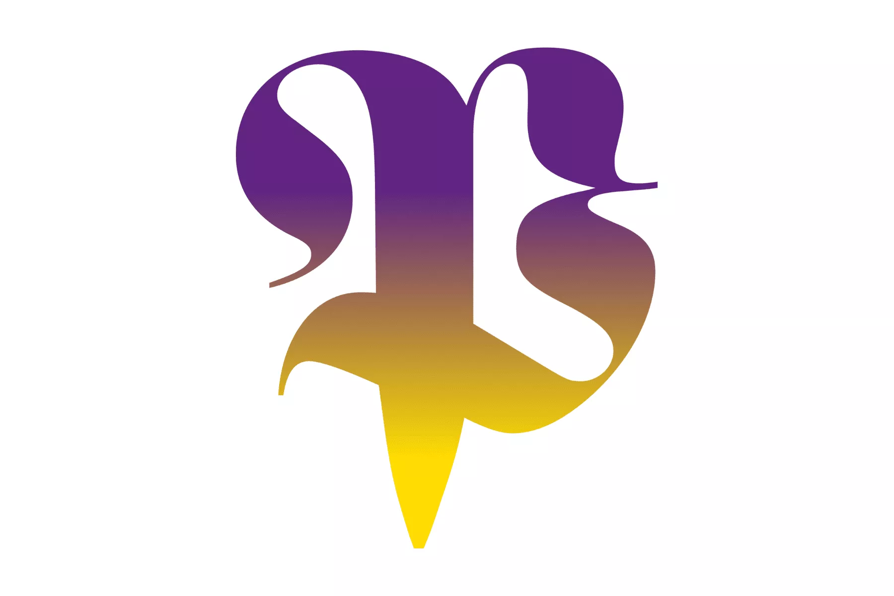 An image of the letter P in a purple to yellow gradient