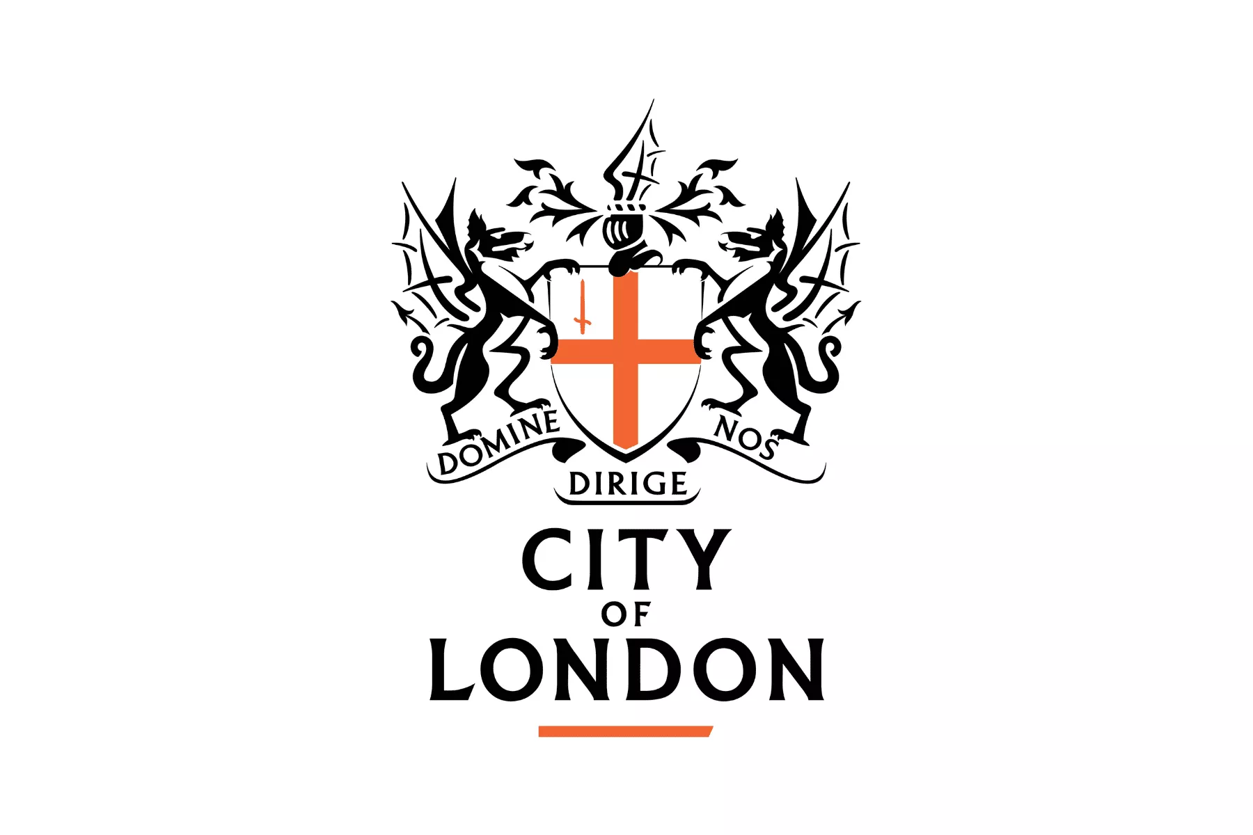 The crest of the City of London in black and red