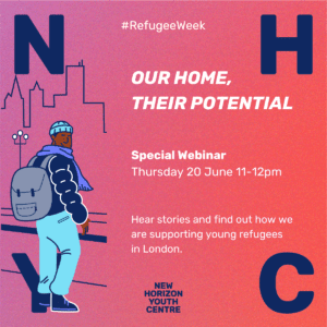 Graphic inviting people to our Special Webinar for World Refugee Day
