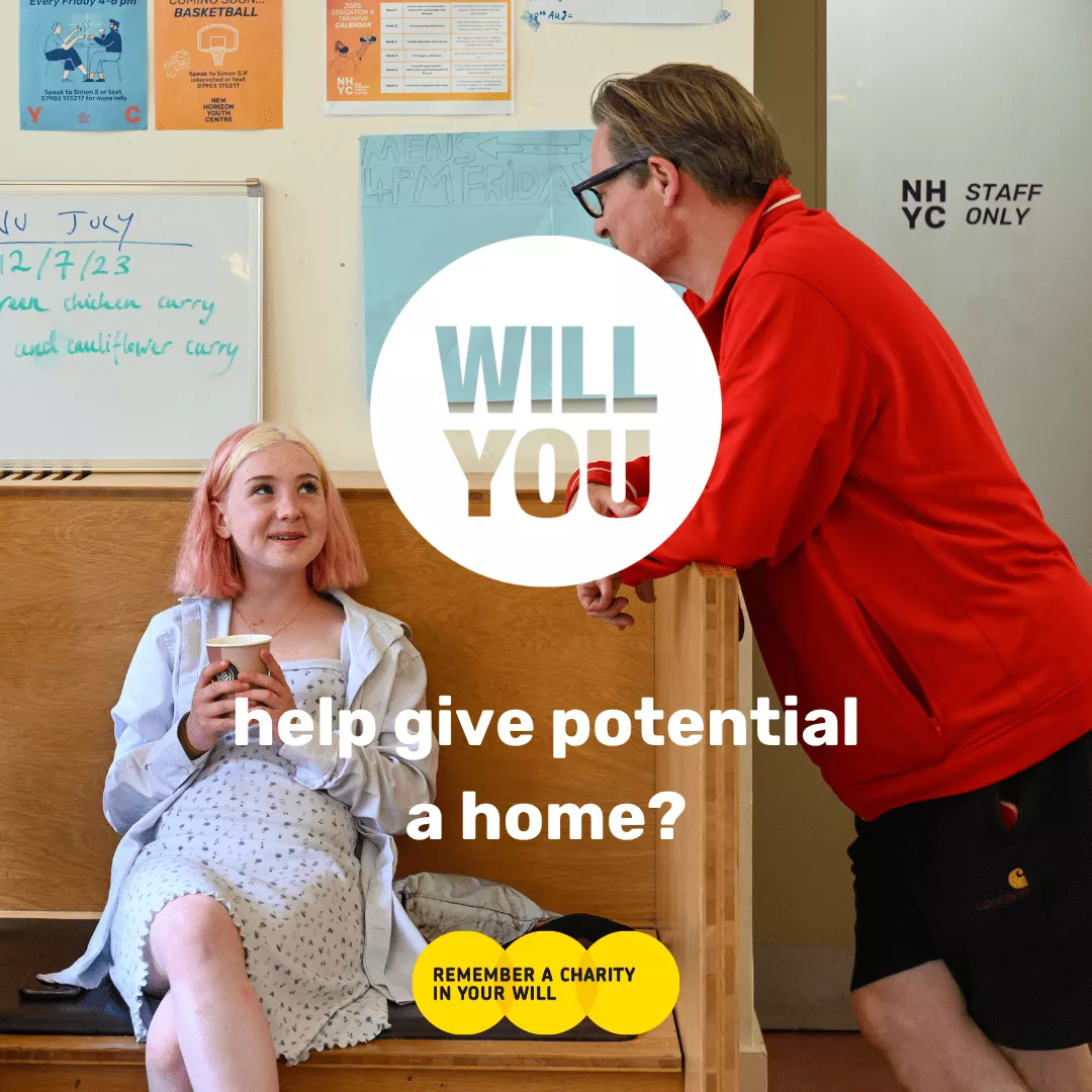Image of a man having a chat with a young woman in the centre with the title reading 
