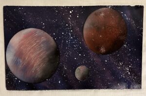 Drawing of planets and stars