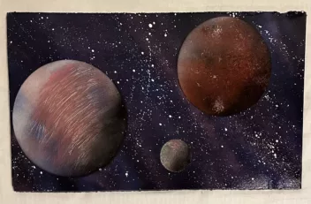 Drawing of planets and stars